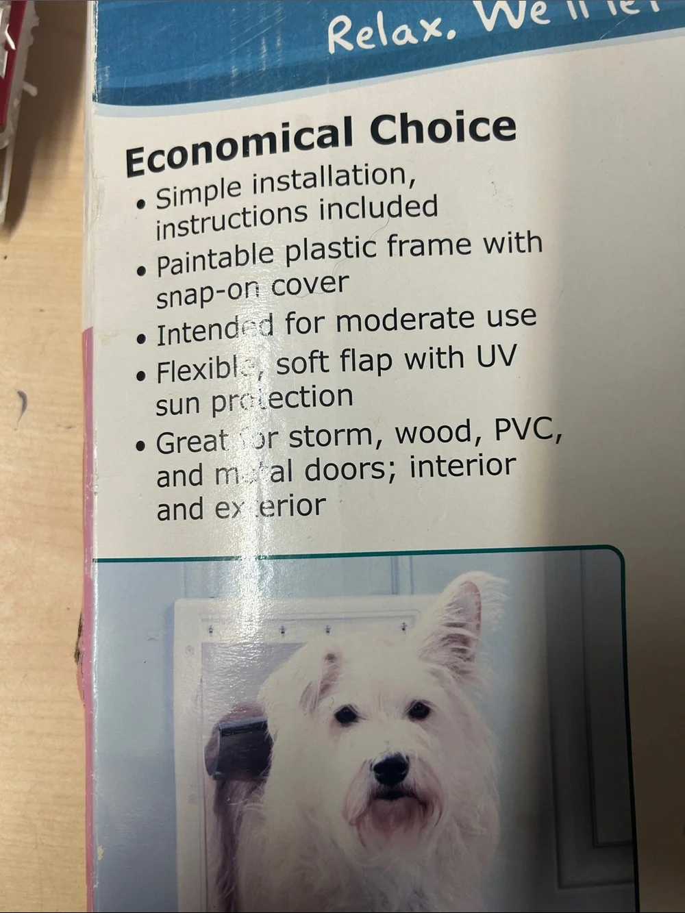 PetSafe Plastic Pet Door in White with Clear Flap - Medium; product new but box